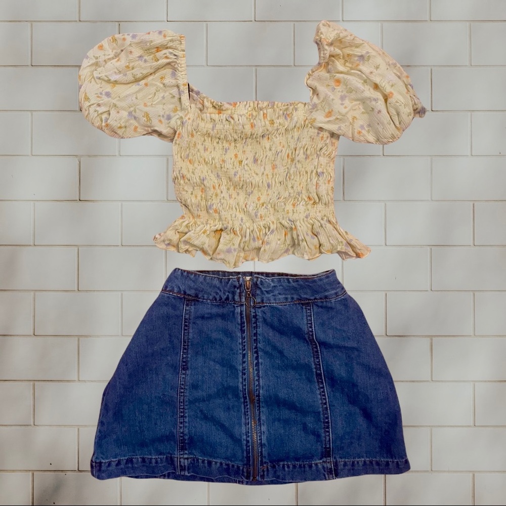 Retro Zip Denim Skirt